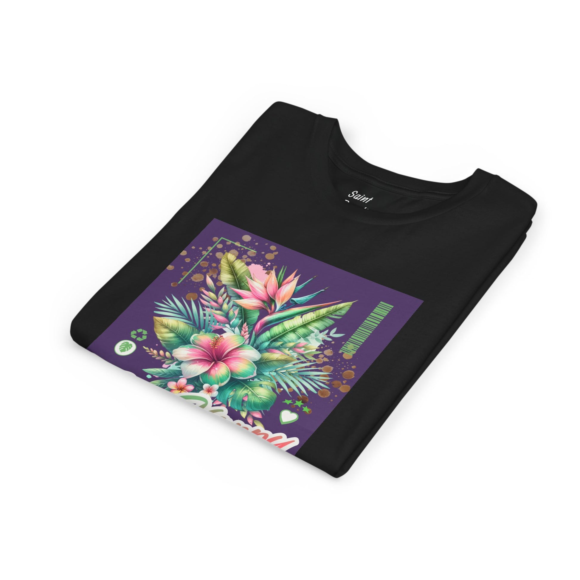 Be Happy Girls Short Sleeve Tee - Floral Design T-Shirt for Girls