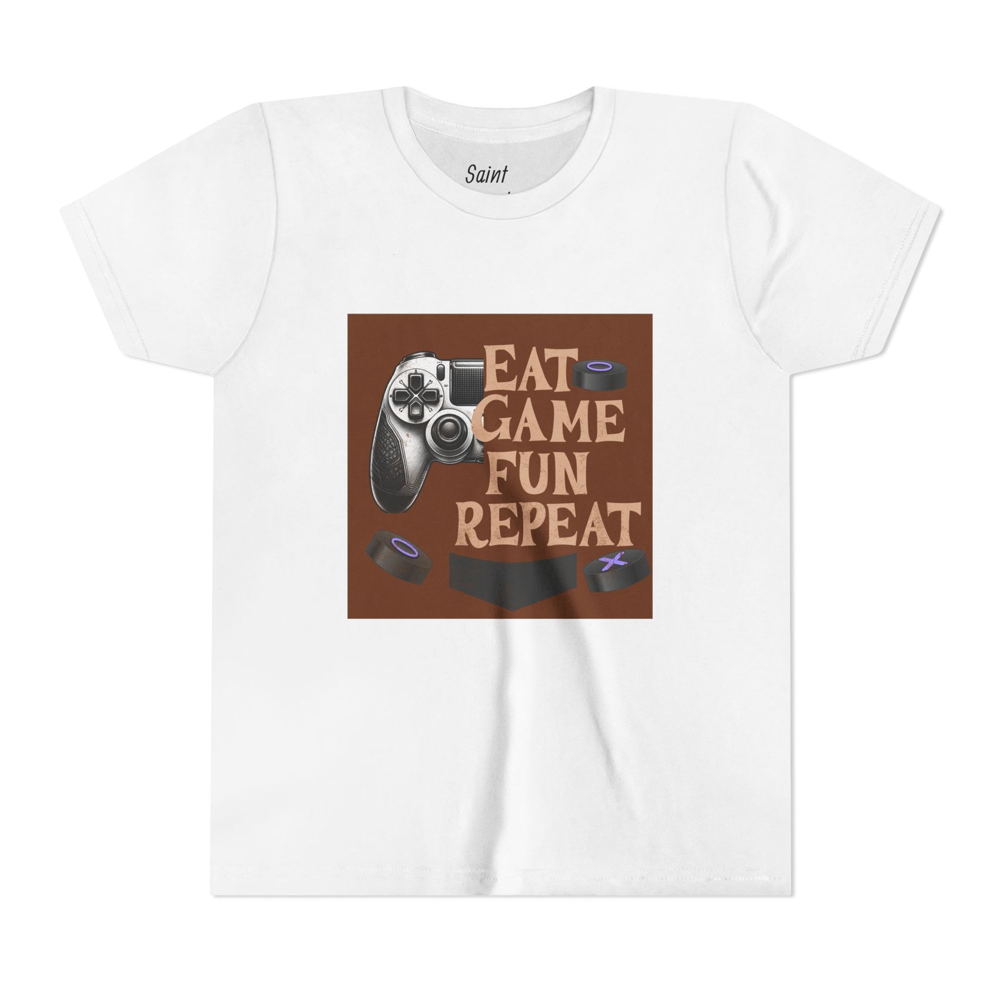 Boys Fun Gamer T shirt- front side, white