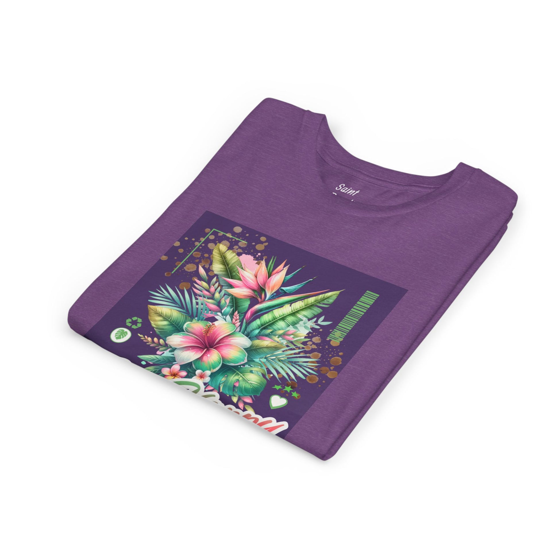 Be Happy Girls Short Sleeve Tee - Floral Design T-Shirt for Girls